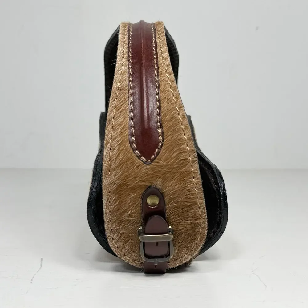 Argentina Wine Bottle Holder Brown Tan Leather Cowhide Countertop Caddy EUC